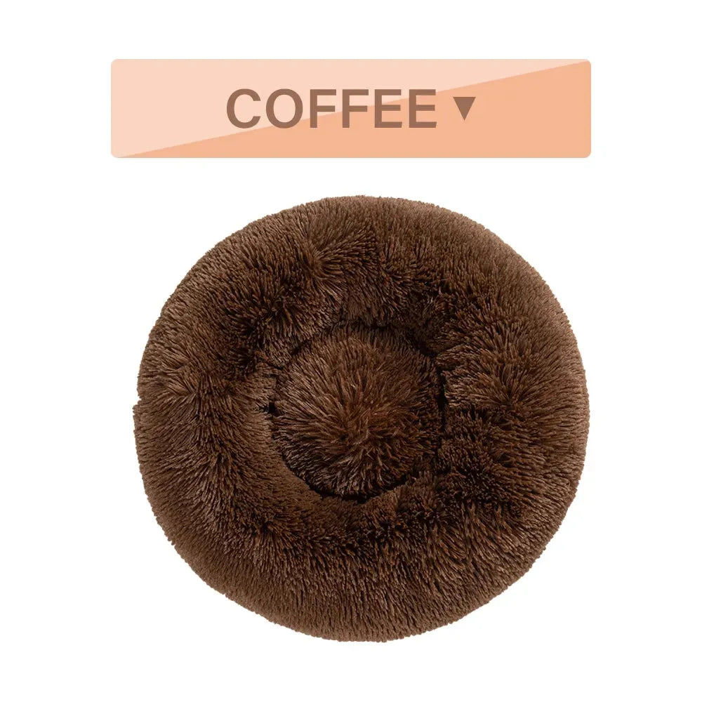 Fluffy Donut Dog Bed Warm Soft Long Plush Pet Cushion Dog House Cat Bed Washable Pet Sofa Mat Calming Samll Large Dog Beds - Bellarte Enchanté Fluffy Donut Dog Bed Warm Soft Long Plush Pet Cushion Dog House Cat Bed Washable Pet Sofa Mat Calming Samll Large Dog Beds